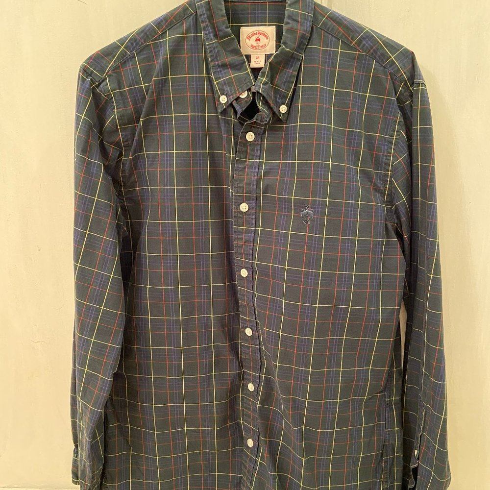 Brooks Brothers Red Fleece green plaid button down shirt